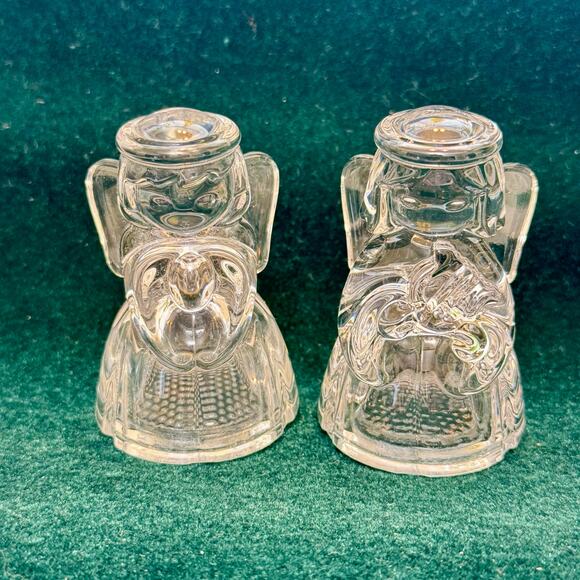Lenox Crystal Angel Salt & Pepper Set 3" Preowned in box With Stoppers Christmas - Picture 8 of 13